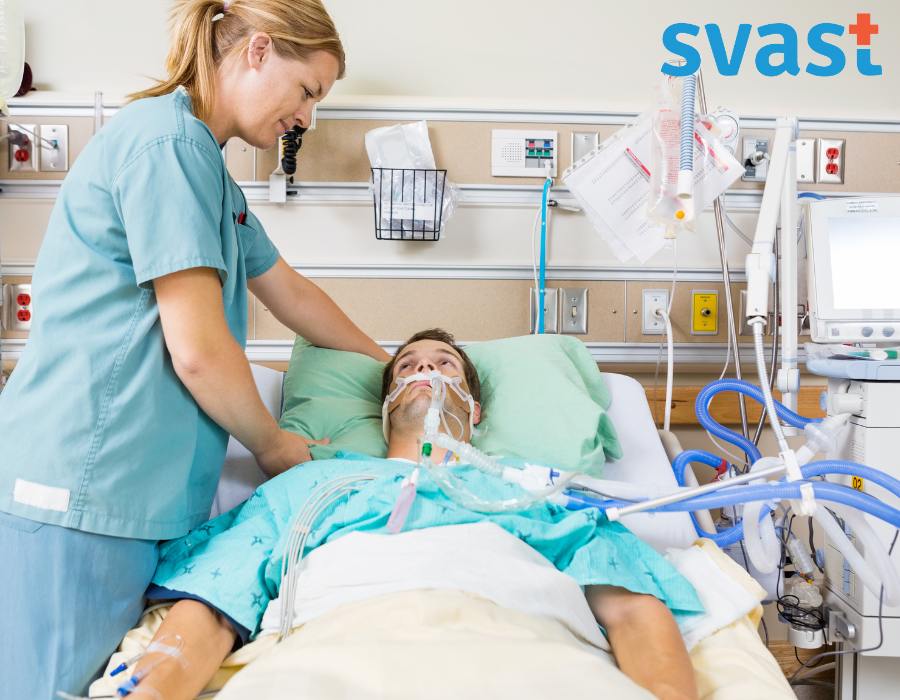 A patient and a doctor representing Critical care